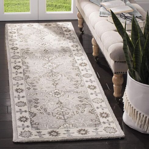 SAFAVIEH Wyndham Collection Runner Rug - 2'3" x 7', Ivory & Taupe, Handmade Modern Wool, Ideal for High Traffic Areas in Living Room, Bedroom (WYD512B) in Saudi Arabia