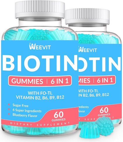 Biotin 10000mcg Hair Growth Gummies, Sugar Free Biotin Vitamins for Hair Skin & Nails, Biotin Supplement for Women Men | Vegan | Gluten Free in Kuwait