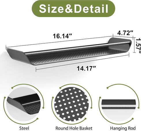 أرفف حائط معدنية سوداء مع قضيب منشفة، مجموعة من 2 رف عائم للحمام فوق تخزين المرحاض مثبت على الحائط، أرفف معلقة على الحائط لسلة دش مقاس 16 بوصة لغرفة النوم وغرفة المعيشة والحمام والمطبخ in Kuwait