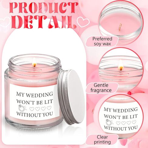 6 Pcs Bridesmaid Proposal Gifts My Wedding Won't Be Lit without You Candles Bridesmaid Gifts Natural Soy Wax Candles for Bridesmaid Friend Wedding Gifts in Saudi Arabia