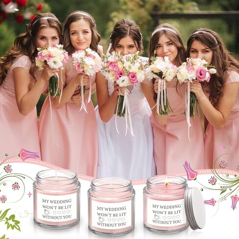 6 Pcs Bridesmaid Proposal Gifts My Wedding Won't Be Lit without You Candles Bridesmaid Gifts Natural Soy Wax Candles for Bridesmaid Friend Wedding Gifts in Saudi Arabia