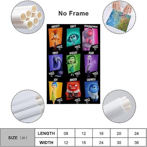 Loopo Inside Out 2 Movie Posters for Room Aesthetic Canvas Wall Art Decor 12x18inch(30x45cm), Unframe-style-3 in Saudi Arabia