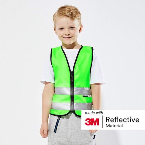 سترة سالزمان 3M للأطفال عالية الوضوح - سترة أمان عاكسة بسحاب - مصنوعة من مادة عاكسة 3M in Kuwait