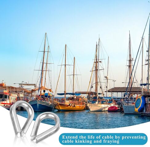 50 PCS M4 Stainless Steel Thimble for 5/32" Diameter Wire Rope Cable Thimbles Rigging, 304 Wire Rope Thimbles, Heavy Duty Thimbles M4 in Saudi Arabia