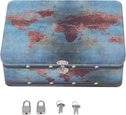 صندوق تخزين مزخرف بصفيح من HERCHR، صندوق تخزين صغير من القصدير مع غطاء لتخزين سطح المكتب وعلبة من القصدير والشوكولاتة والحلوى والشاي والقهوة ومستحضرات التجميل والمجوهرات مع قفل in Saudi Arabia