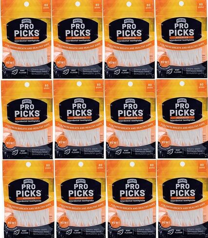 ProPicks Advanced Dental Picks for Teeth Cleaning - Disposable Plastic Toothpicks for Teeth & Gums - Clean & Reach Behind Teeth & Massages Gums - Fresh Mint Flavor - 3 Packages x 80 Toothpicks in Saudi Arabia