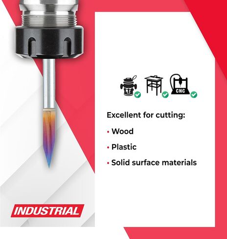 أداة Amana Tool 45771-K من الكربيد الصلب Spektra Extreme Tool مطلية بالحياة 30 درجة نقش 0.005 عرض طرف × 1/4 SHK × 2-1/4 بوصة طويلة لقمة توجيه الإشارة in Kuwait