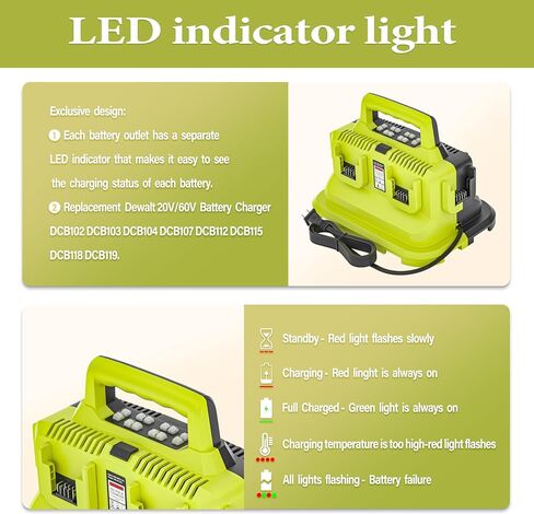 DMMNS 6-Ports Rapid Battery Charger Station,Replacement for Dewalt 20V/60V Battery Charger,Compatible with Dewalt 20V/60V Battery DCB200 DCB184 DCB606 DCB609 in Saudi Arabia