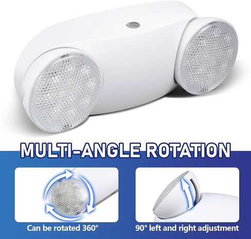 6 عبوات من مصابيح الطوارئ LED مع بطارية احتياطية ورأسين قابلين للتعديل لإضاءة الطوارئ تيار متردد 85-265 فولت، تركيبات إضاءة خروج تجارية للأعمال المنزلية والمكتب الليلي وانقطاع التيار الكهربائي الآمن in Kuwait