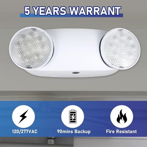 6 عبوات من مصابيح الطوارئ LED مع بطارية احتياطية ورأسين قابلين للتعديل لإضاءة الطوارئ تيار متردد 85-265 فولت، تركيبات إضاءة خروج تجارية للأعمال المنزلية والمكتب الليلي وانقطاع التيار الكهربائي الآمن in Kuwait