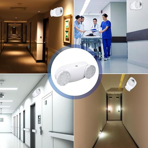 6 عبوات من مصابيح الطوارئ LED مع بطارية احتياطية ورأسين قابلين للتعديل لإضاءة الطوارئ تيار متردد 85-265 فولت، تركيبات إضاءة خروج تجارية للأعمال المنزلية والمكتب الليلي وانقطاع التيار الكهربائي الآمن in Kuwait