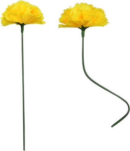 Carnation Flower,Carnation Flowers Artificial, 50PCS Silk Carnations Fake Flower Heads with Stem for Home Wedding Decorations DIY Wreath Garland Crafts Wedding Party (Yellow) in Kuwait
