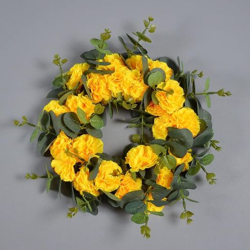 Carnation Flower,Carnation Flowers Artificial, 50PCS Silk Carnations Fake Flower Heads with Stem for Home Wedding Decorations DIY Wreath Garland Crafts Wedding Party (Yellow) in Kuwait