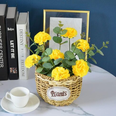 Carnation Flower,Carnation Flowers Artificial, 50PCS Silk Carnations Fake Flower Heads with Stem for Home Wedding Decorations DIY Wreath Garland Crafts Wedding Party (Yellow) in Kuwait