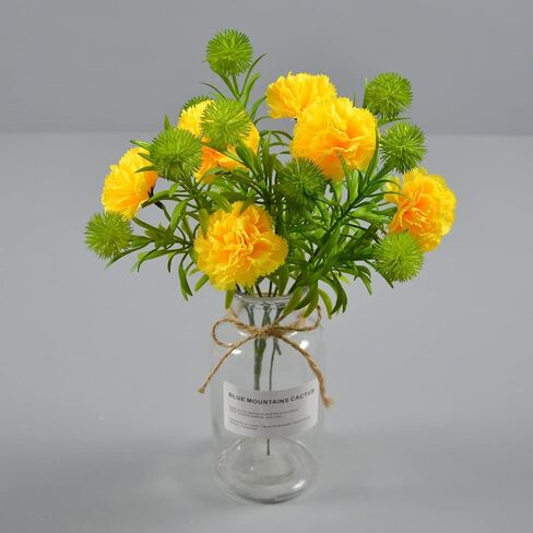 Carnation Flower,Carnation Flowers Artificial, 50PCS Silk Carnations Fake Flower Heads with Stem for Home Wedding Decorations DIY Wreath Garland Crafts Wedding Party (Yellow) in Kuwait