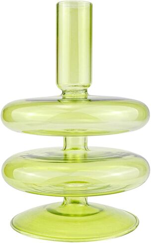 Clear Glass Candle Holders Glass Taper Candle Holder Decorative Glass Candlestick Holders for Dining Table Centerpieces Wedding Church （Light Green） in Saudi Arabia