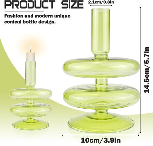 Clear Glass Candle Holders Glass Taper Candle Holder Decorative Glass Candlestick Holders for Dining Table Centerpieces Wedding Church （Light Green） in Saudi Arabia