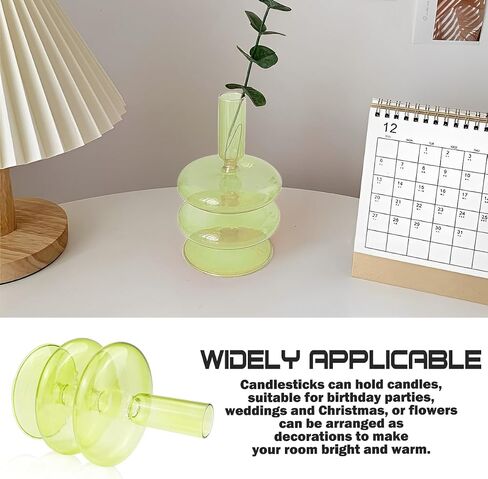 Clear Glass Candle Holders Glass Taper Candle Holder Decorative Glass Candlestick Holders for Dining Table Centerpieces Wedding Church （Light Green） in Saudi Arabia
