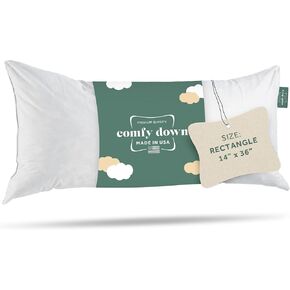 ComfyDown 95% Feather 5% Down, 14 X 36 Rectangle Decorative Pillow Insert, Sham Stuffer - Made in USA