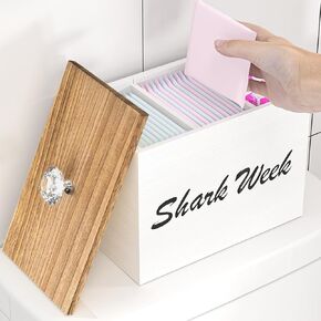 Tampon Holder for Bathroom, Wood Feminine Product Organizer, Bathroom Organizers and Storage for Tampon Pads Storage, Bathroom Accessories Countertop Decor(Black)