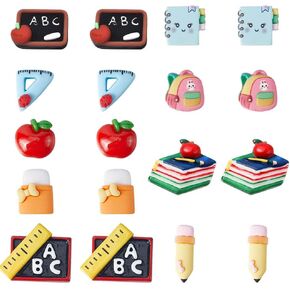 SUNNYCLUE 1 Box 32Pcs Teacher Charms Flatback School Resin Cabochons Best Teacher Student Red Apple Cabochon Pencil Notebook Heart Flatbacks for Jewelry Making Scrapbooking Embellishments Hair Clips