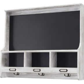 Excello Global Products Grey Wooden Wall Mounted Hanging Coatrack Shelf with Chalkboard 20"x24" - GPP-0027