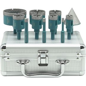 Diamond Core Drill Bits Kit - JeeynoTols 9pcs Tile Hole Saw Kit (6/6/25/35/50/65mm Drill Bit+2" Beveling Chamfer Bit+Adapter) for Porcelain Ceramic Tile Marble Granite Quartz 5/8-11 Thread