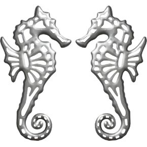 Father'sDen Collection Seahorse wall decor-Nautical bathroom decor-12 inch complimentary 2 pcs Left & Right-metal ocean art-beach decorations for home-Giftable Sea life decor-Beach Wall decor