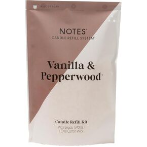 NOTES Sustainable Candle Refill | Non-Toxic Fragrance, Natural Wax Beads (Beeswax, Rice bran and Soy), Cotton Wick and Sustainer - (1) Vanilla & Pepperwood