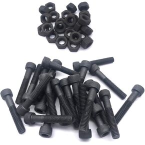 براغي غطاء رأس المقبس M6-1 × 35 مم، سبائك فولاذية بدرجة 12.9، محرك مقبس ألين، لمسة نهائية من الأكسيد الأسود، نصف خيط، مع صامولة (25 مجموعة)
