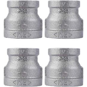 Reducing Coupling 1 in. x 3/4 in. PIPE DECOR Black Malleable Iron for DIY Vintage Industrial Pipe Furniture Building and Regular Plumbing Applications, 4 Pack