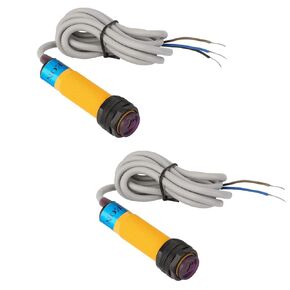 1 Pair E3F-5DN1-5L Photoelectric Sensor Switch Proximity Switch, M18 Through-Beam Reflection Optical Photoelectric Switch Sensor,6-36VDC NPN NO Proximity Switch Inductive Distance 5M