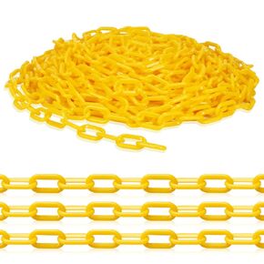 65.6 Feet Plastic Chain, Yellow Plastic Barrier Chain Links for Garden, Fence and Gate