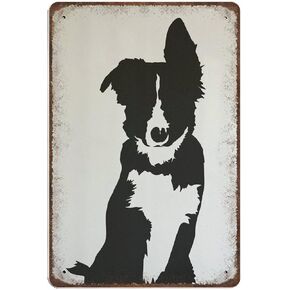 UOAIUDT Vintage Border Collie Metal Tin Sign Retro Plaque Wall Decor For Home Kitchen Bar Pub Cafe Shop Office 8x12 Inch