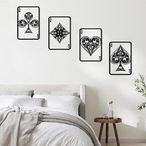 DoMyfit 4PCS Metal Poker Wall Art, Playing Cards Metal Wall Art, Wall Art Decor, Sign Wall Decorative, Living Room Decor, Game Room Decor, Gift for Gamer