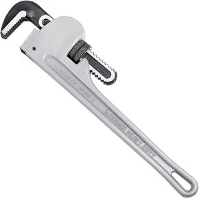 MAXPOWER 14-Inch Pipe Wrench, 40% Lighter Aluminum Plumbing Wrench, Heavy Duty Straight Pipe Wrenches Jaw Max Capacity 2 inch