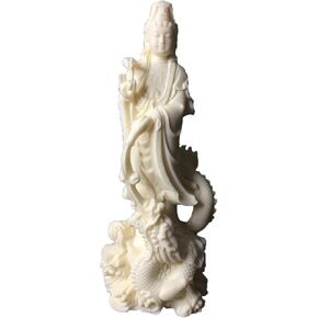 Quan Yin Statue Standing on Dragon,Kwan Yin Mercy Goddess Chinese Feng Shui Sculpture Asian Goddess Female Buddha Buddhist Decoration