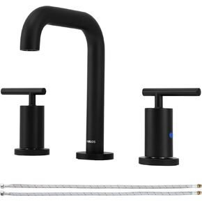 PARLOS Brushed Nickel Faucet for Bathroom Sink 3 Hole, 8 Inch Widespread Bathroom Sink Faucet, Two Handle Vanity Faucet with cUPC Supply Lines, 1.2GPM, 1437502PD
