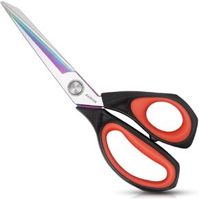 Asdirne Black Titanium Fabric Scissors, Dressmaking Scissors with Heavy Duty Multi-Purpose Titanium Coated Blades and Comfortable Soft Grip Handles, Black, 25CM