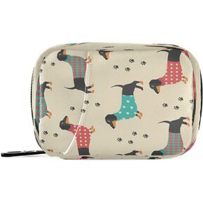 xigua Funny Dachshund Dog Travel Medicine Bag Organizer, Compact Size Portable Pill Bag Container for Vitamin and Supplement Holder, 7 Days Pill Case Organizer with Zipper for Travel Family Business