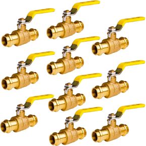 WHK 10 Pack 1/2" Press Propress Ball Valve Pro Press Ball Valve Fittings to Press into 1/2" Copper（Lead-Free,Pro Press Brass Ball Valve 1/2,10PCS)