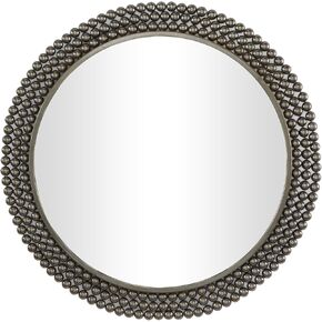 CosmoLiving by Cosmopolitan Metal Room Wall Mirror Entryway Mirror with Beaded Detailing, Wall Mounted Mirror 32" x 1" x 32", Black