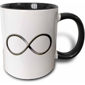 3dRose Infinity Symbol on white background Two Tone Black Mug, 11 oz, Multicolor