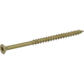 PowerPro Premium One Multi-Material Flat Head Screws, Epoxy Coated Steel, Fasten in Wood, Metal, Concrete, Drywall and Plastic, Bronze, #10 x 3-½ inches, Box of 12 Screws
