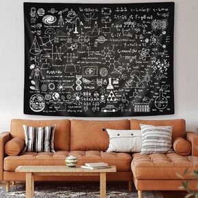 Uokiuki Science Tapestry, Educational Tapestry for Teen Teacher Student, Hand drawn Science Formulas on Chalkboard Tapestry Wall Hanging for Classroom Bedroom Living Room Dorm 60 X 40 Inch