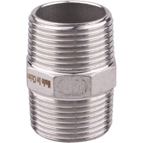 Hex Nipple 1 1/2 Inch Male NPT - DERPIPE Stainless Steel 304 Threaded Pipe Fitting for Brew Kit, Home Piping Application