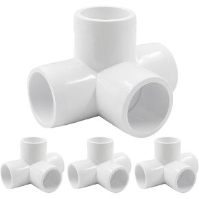 1/2 Inch 4 Way PVC Fitting, 1/2" PVC Pipe Fittings PVC Pipe Joints Elbow Furniture Grade Pipe Connector for DIY PVC Shelf Furniture Tent Greenhouse Pipe Frame - Pack of 4