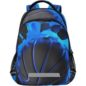 3d Basketball Blue Lighting Kids Backpack Bookbag Elementary School Bag Travel Rucksack Boys Girls