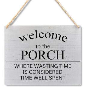 Welcome to the Porch Sign, Porch Signs Outdoor, Farmhouse Porch Welcome Wooden Plaque Signs Wall Hanging, Porch Wall Decor, Hanging Porch Decor, Front Back Porch Sign, 10.2x7.8 Inches