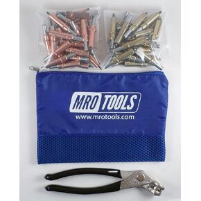 25 1/8 and 25 3/16 Cleco Fasteners + Cleco Pliers + Mesh Carry Bag - Cleco Fasteners Kit (K4S50-1)